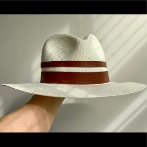 Janessa Leone White straw packable fedora